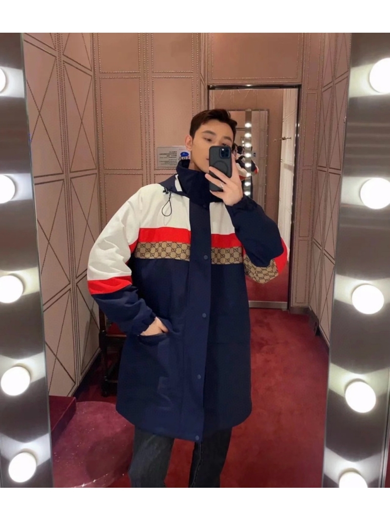 Gucci Color-Block Quilted Cotton Coat - Unisex - Red, Blue & White