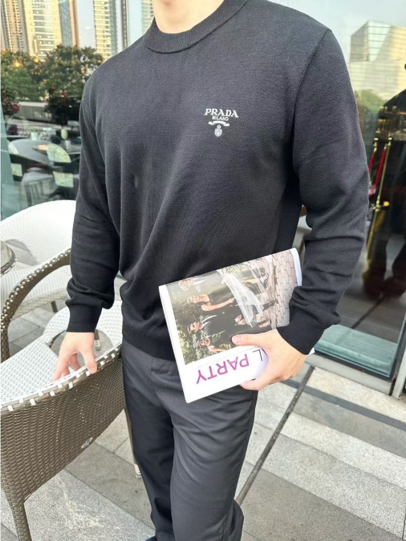 Prada Wool Letter Knit Sweater – Unisex Black