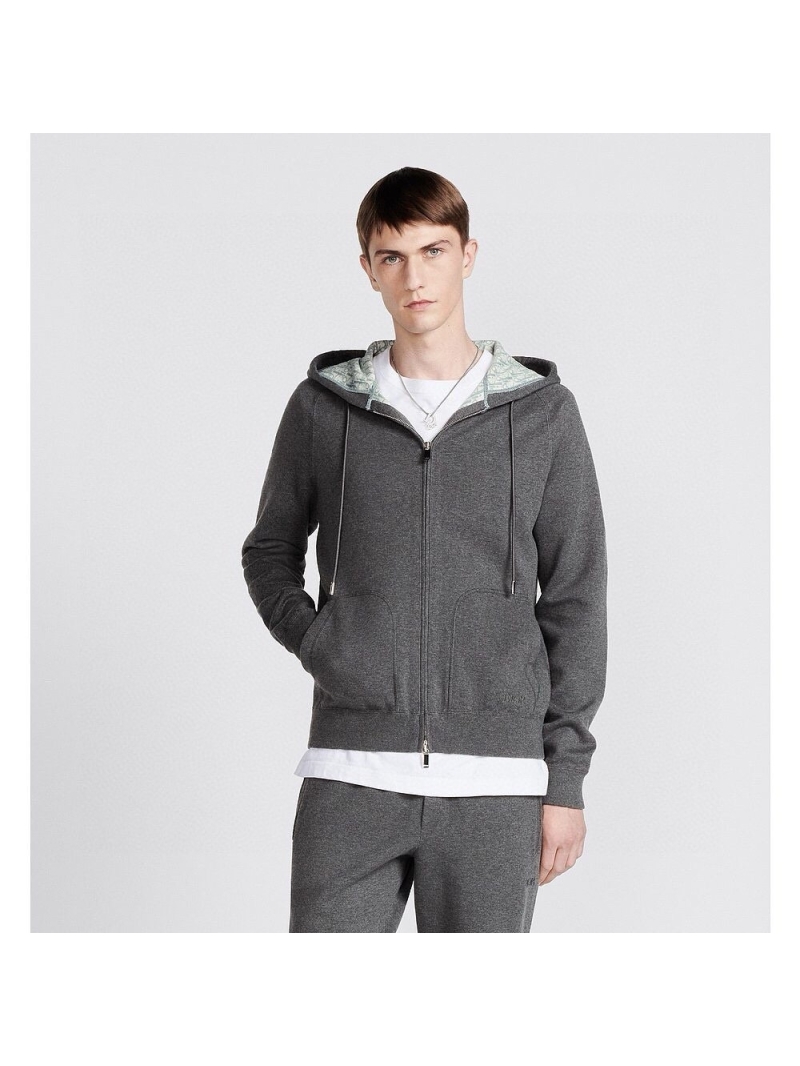 Dior Oblique Collection Sophisticated Knitted Hoodie - Grey