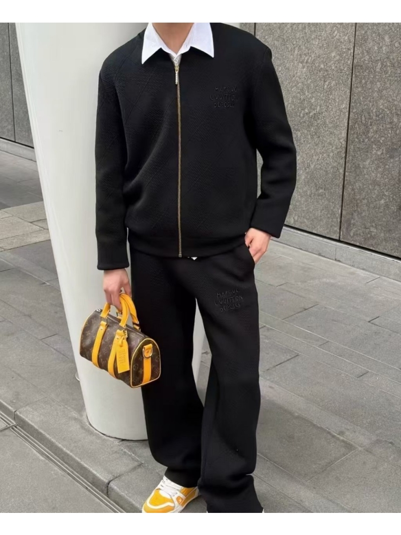 Louis Vuitton LV Dog Series Quilted Jacquard Knit Joggers - Black