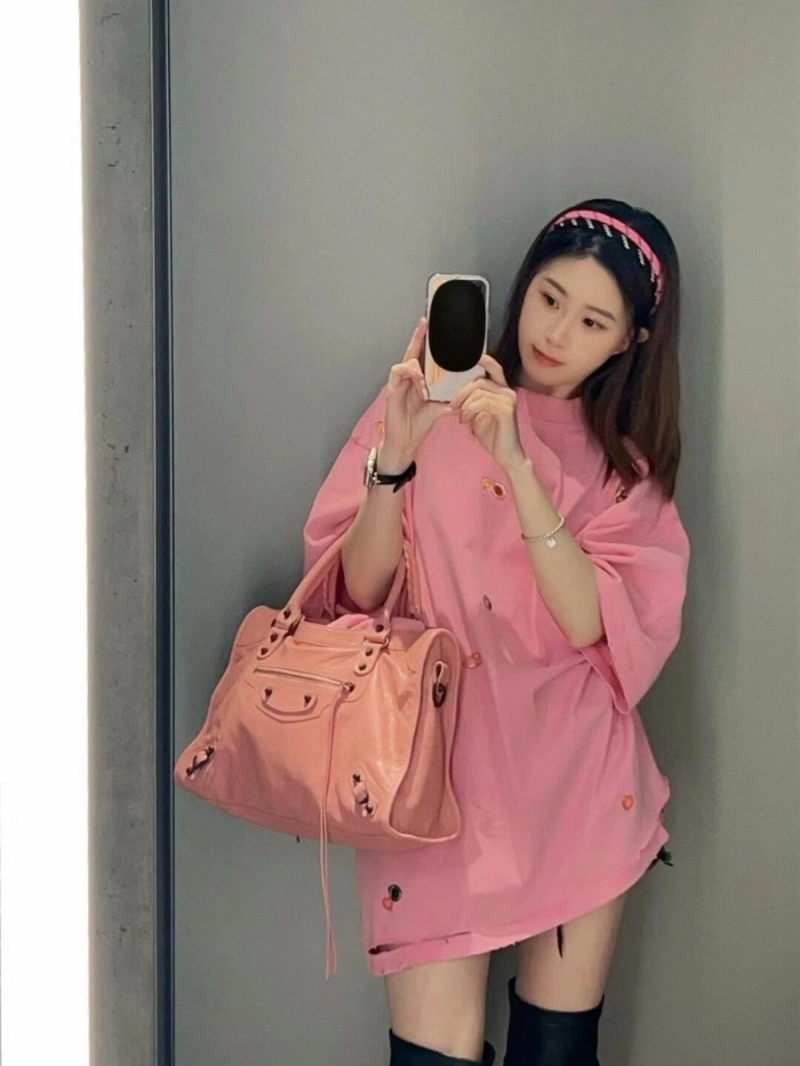 Balenciaga Fruit Sticker Capsule Oversized Cotton T-Shirt - Pink