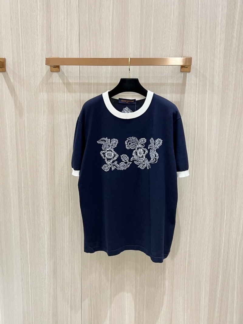 Louis Vuitton LV Sunflower Jacquard Knit Short-Sleeve in Navy