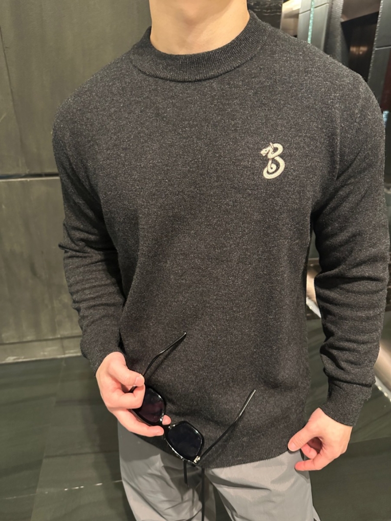 Burberry B-Embroidered Wool Sweater in Grey