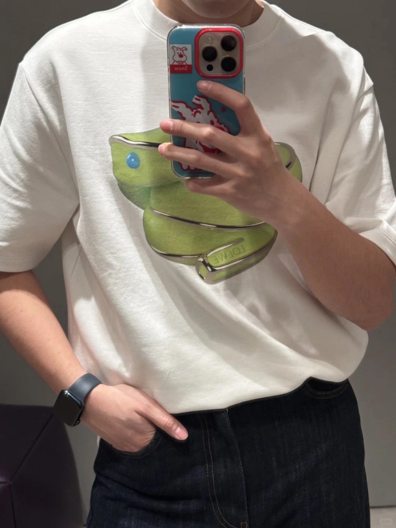 Loewe New Year Special Edition Vibrant Snake T-shirt. Green with White