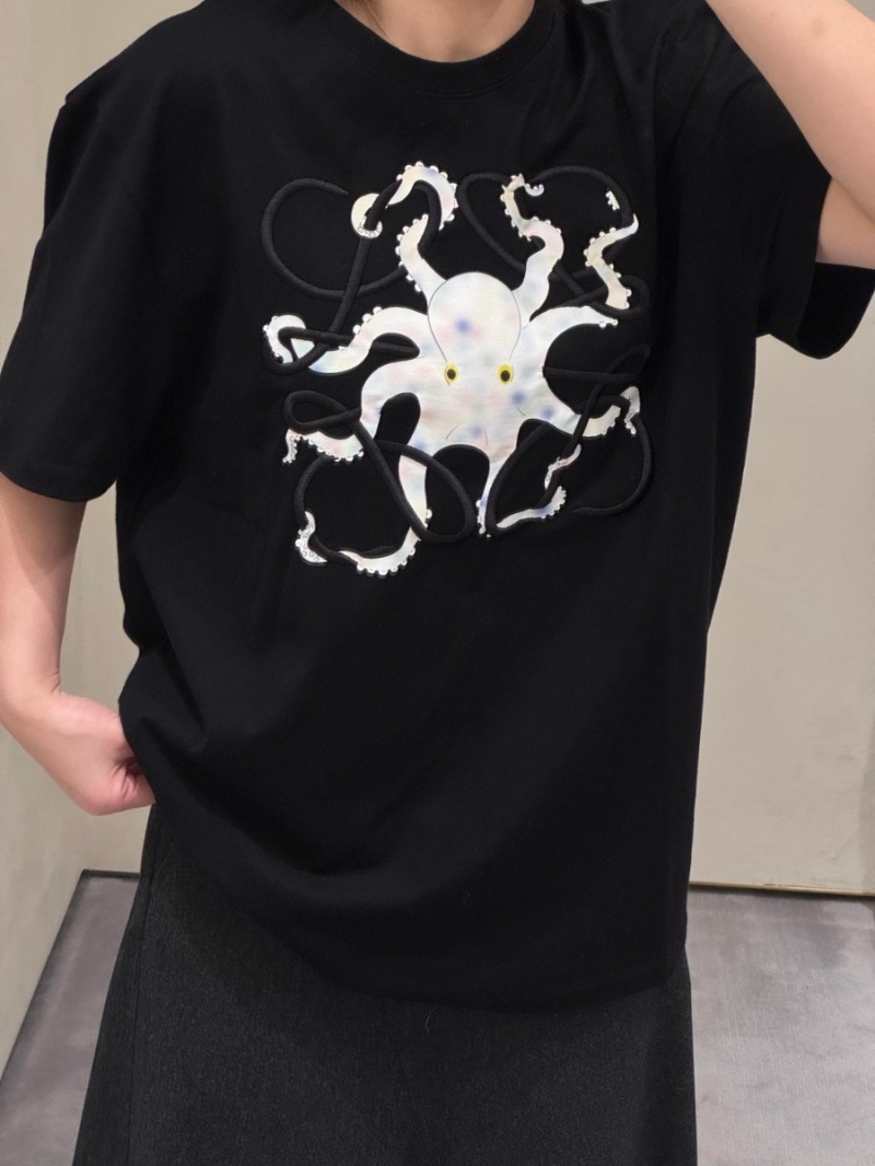Loewe Early Fall Artistic Octopus Embroidery T-Shirt Black