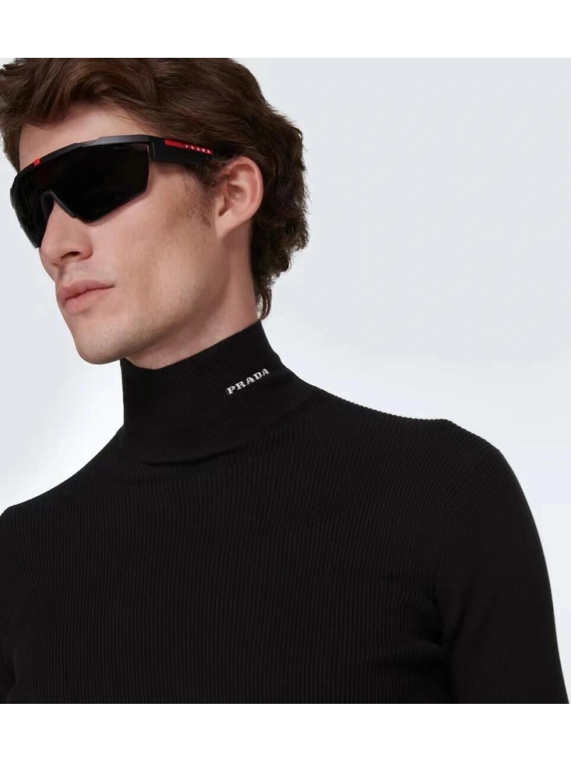 Prada Signature Wool Base Layer Sweater Black