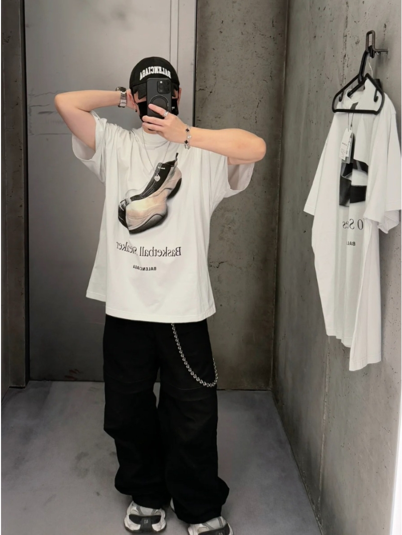 Balenciaga Paris 25SS Basketball Sneaker Short Sleeve T-shirt White