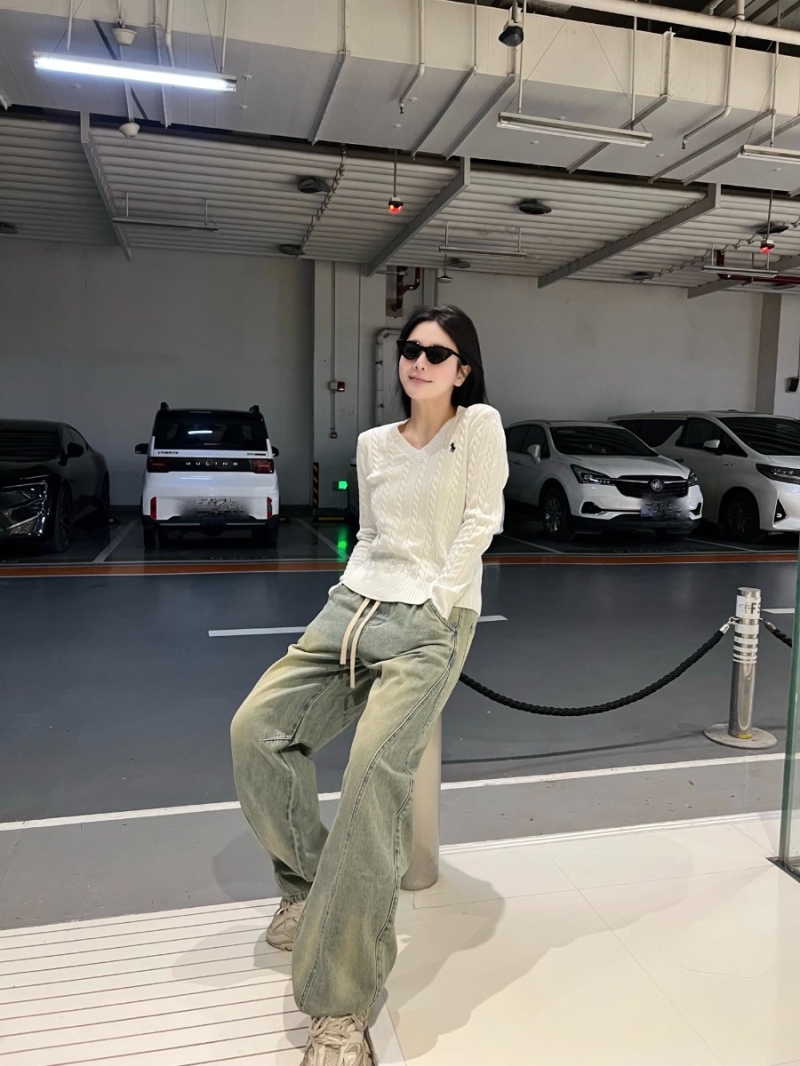 Bottegaveneta New Release Vintage Washed Denim Pants Light Blue