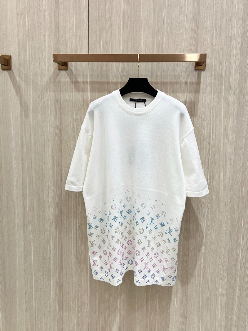 Louis Vuitton LV Color Gradient Rhinestone Knit T-shirt in White