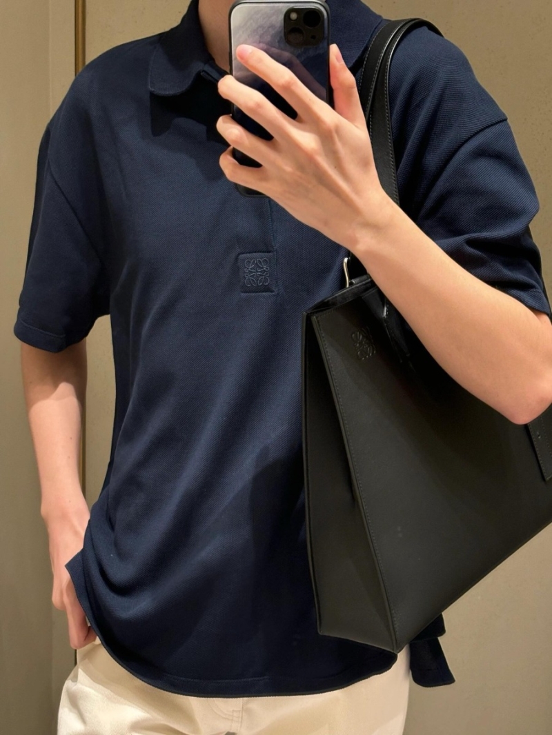 LOEWE Embroidered Polo Shirt - Navy Short Sleeve