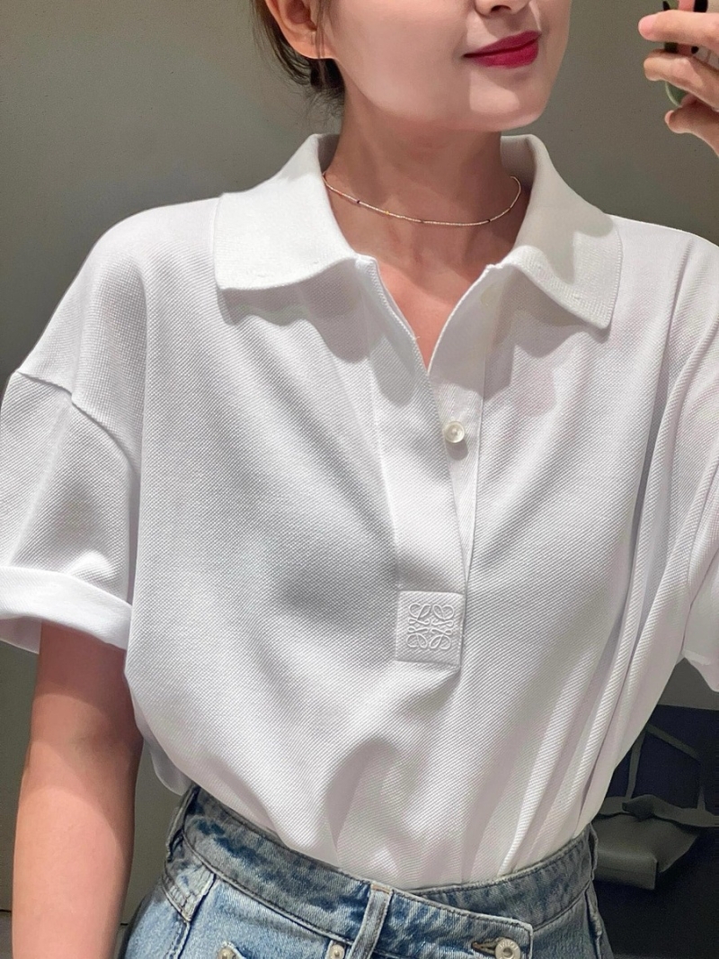 LOEWE Embroidered Polo Shirt - White Short Sleeve