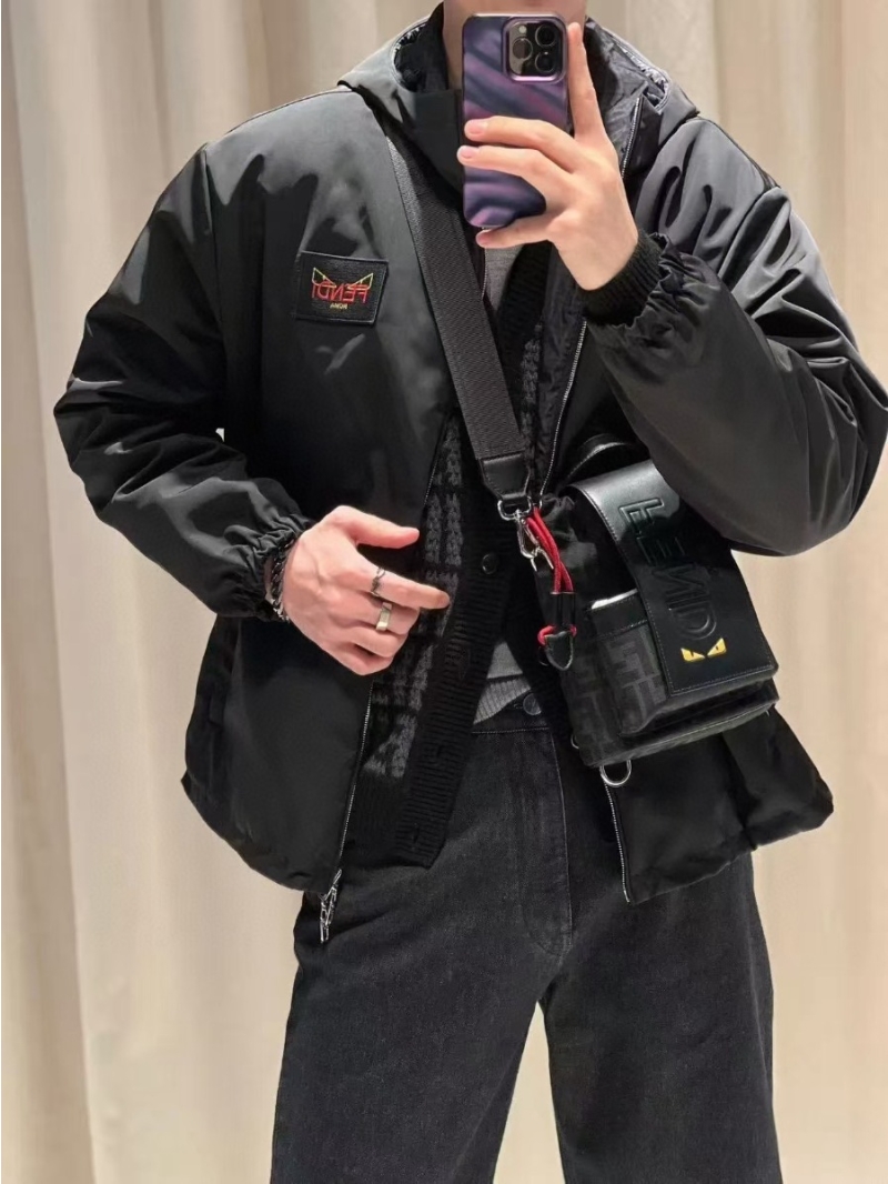 FENDI Windbreaker Jacket - Black High-Tech Polyester and Nylon Reversible Windproof Jacket