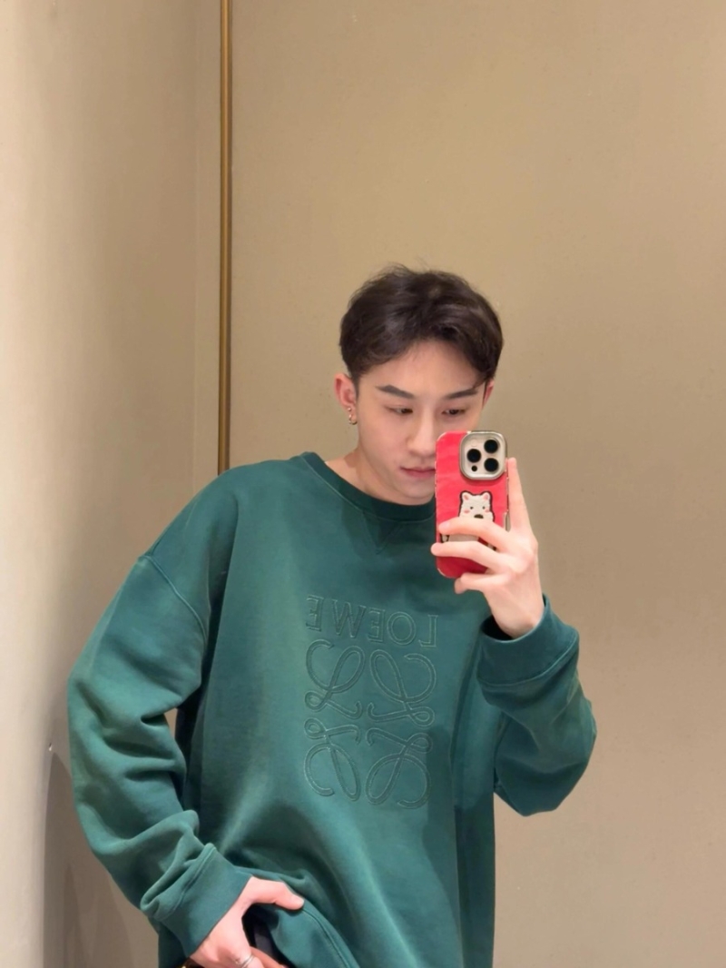 Loewe Washed Gradient Artisanal Embroidered Sweatshirt Teal