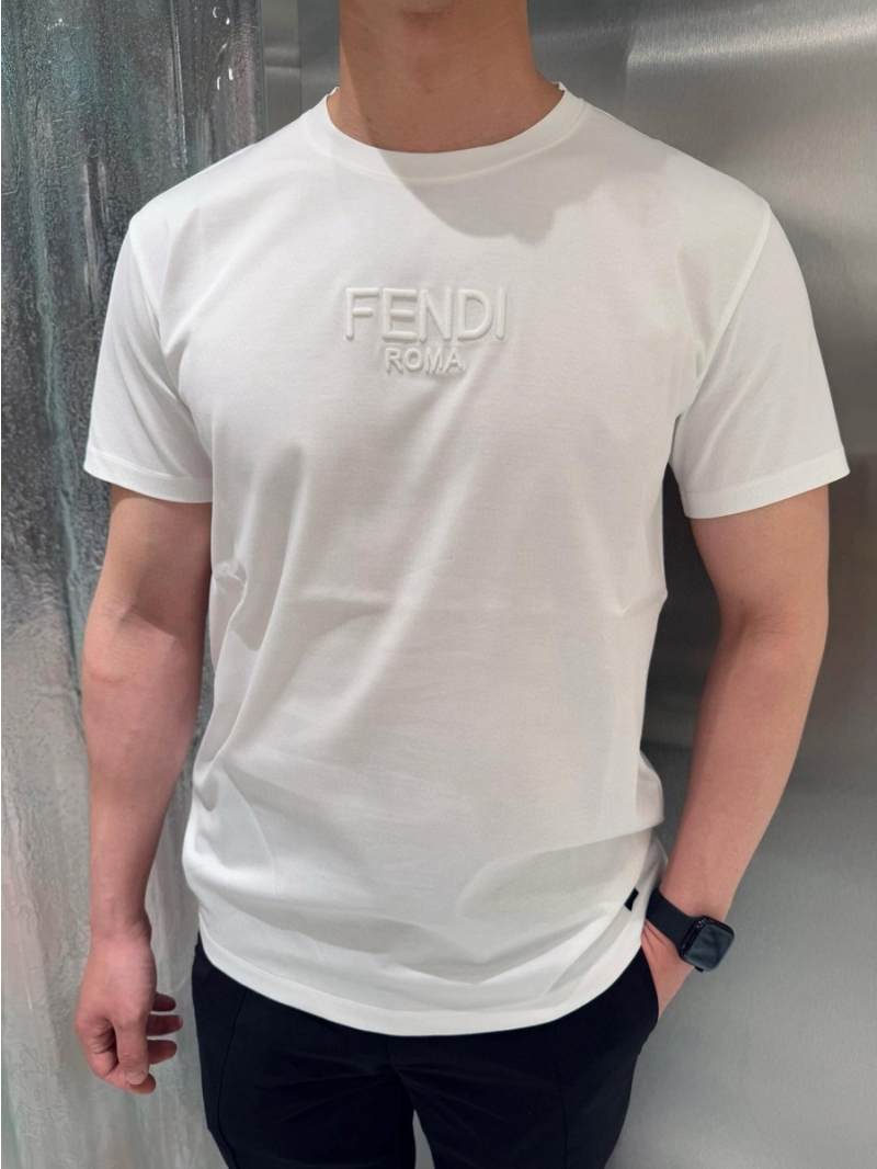 Fendi Double F Elegant Embroidered T-Shirt White