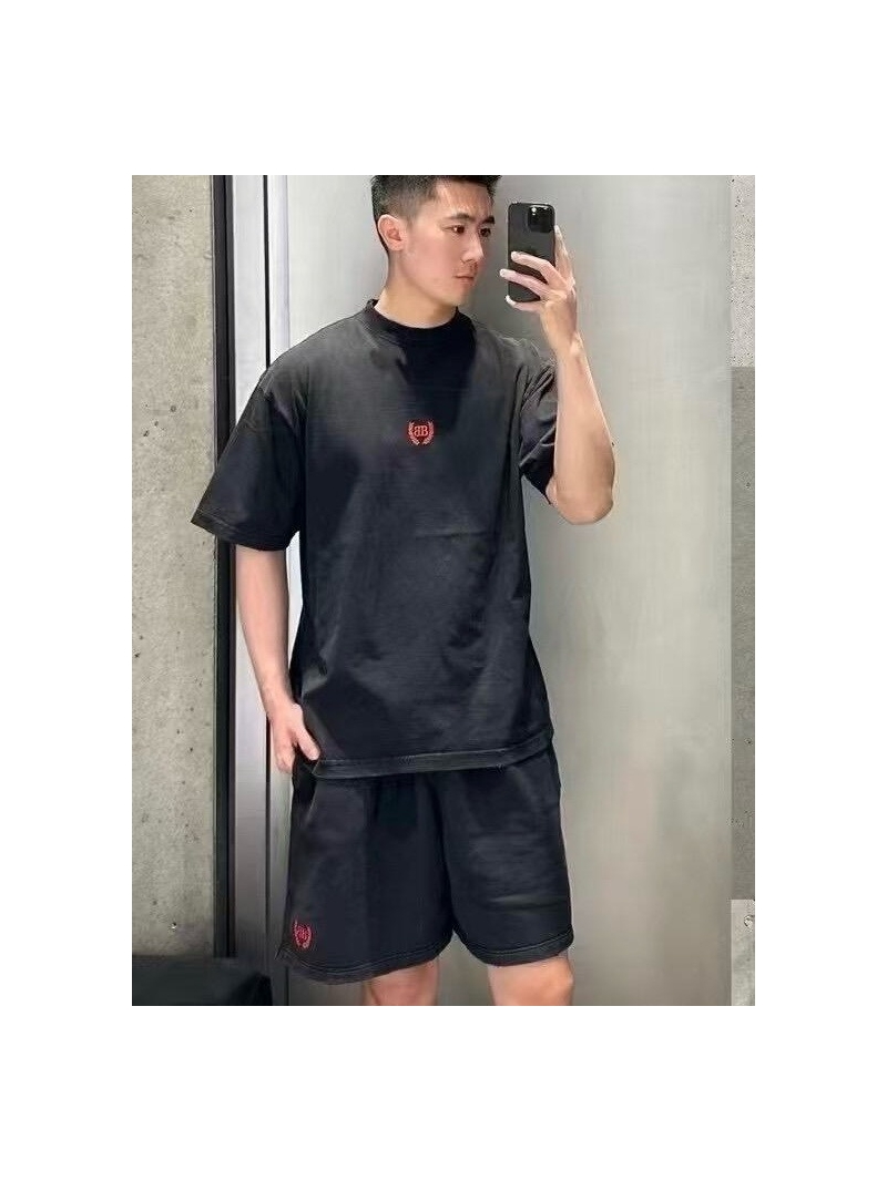 Balenciaga Burning Unity Vintage Washed Shorts Charcoal Gray