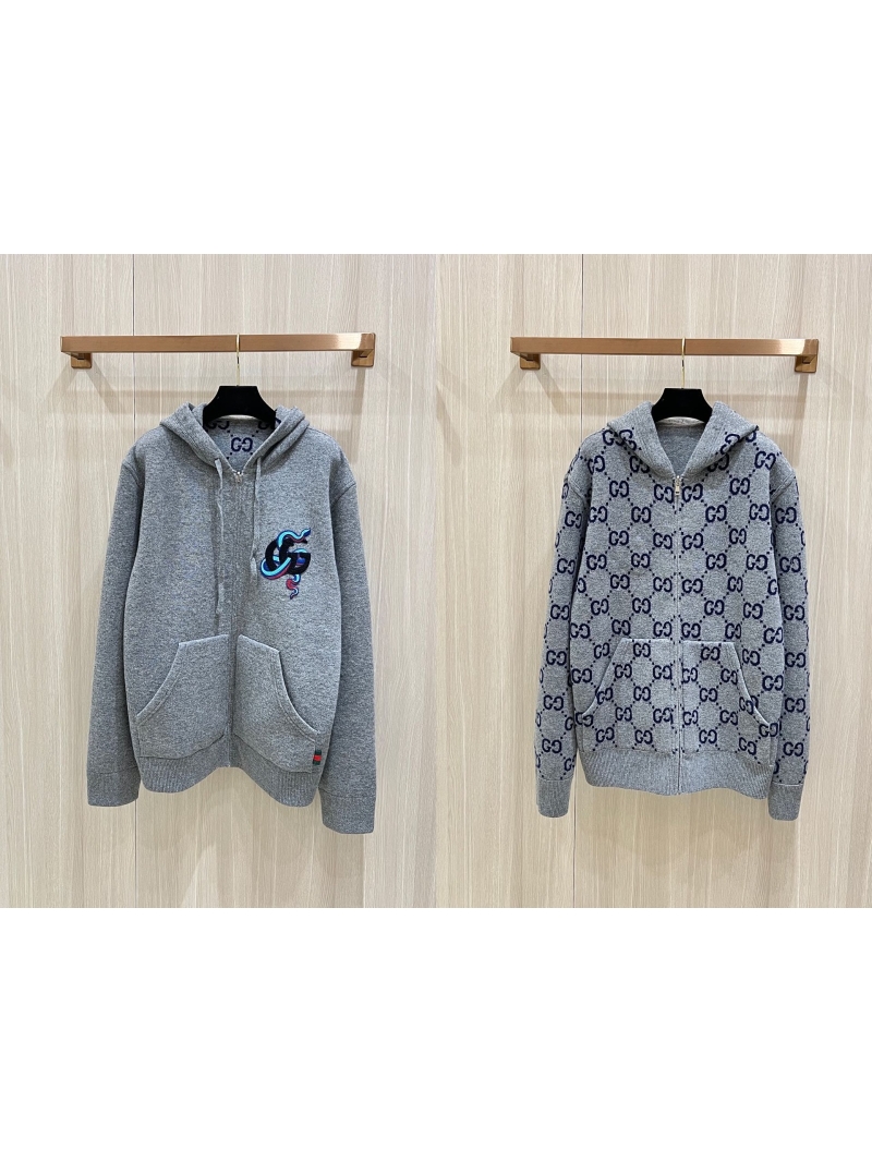Gucci Year of the Snake Exclusive Reversible Knit Jacket Grey GG Pattern