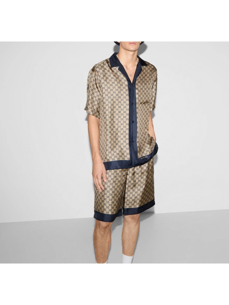 Gucci Early Spring Vibrant GG Print Shirt Set Brown