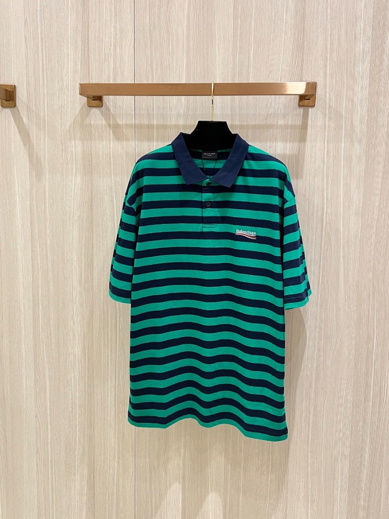 Balenciaga Nautical Stripe Modern Polo Shirt Blue-Green