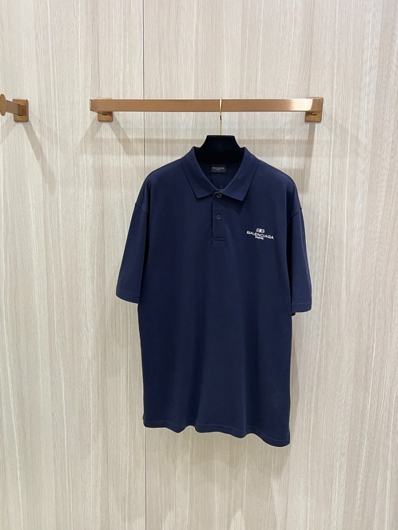Balenciaga Double B Lock Classic Polo Shirt Navy