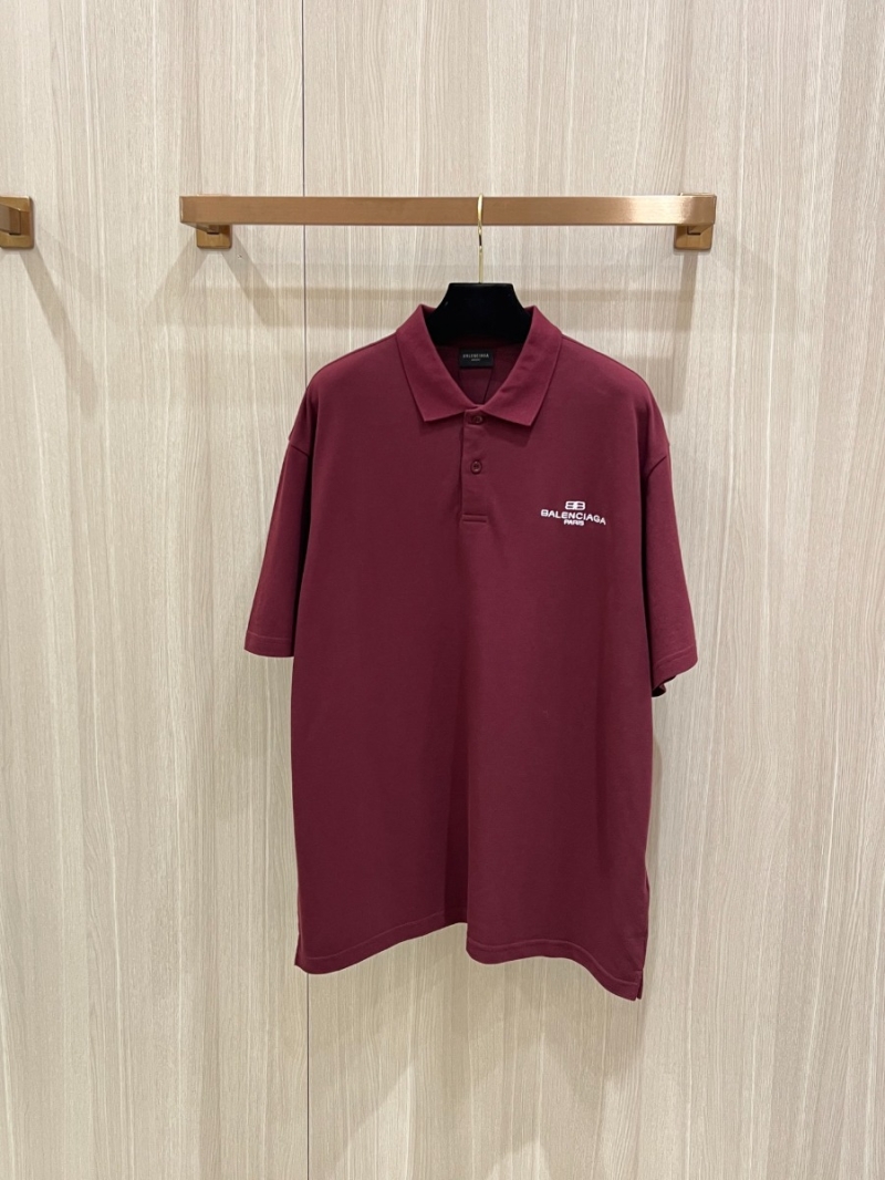 Balenciaga Double B Lock Classic Polo Shirt Maroon