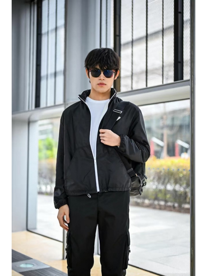 Prada Re-Nylon Sporty Windbreaker Jacket Black