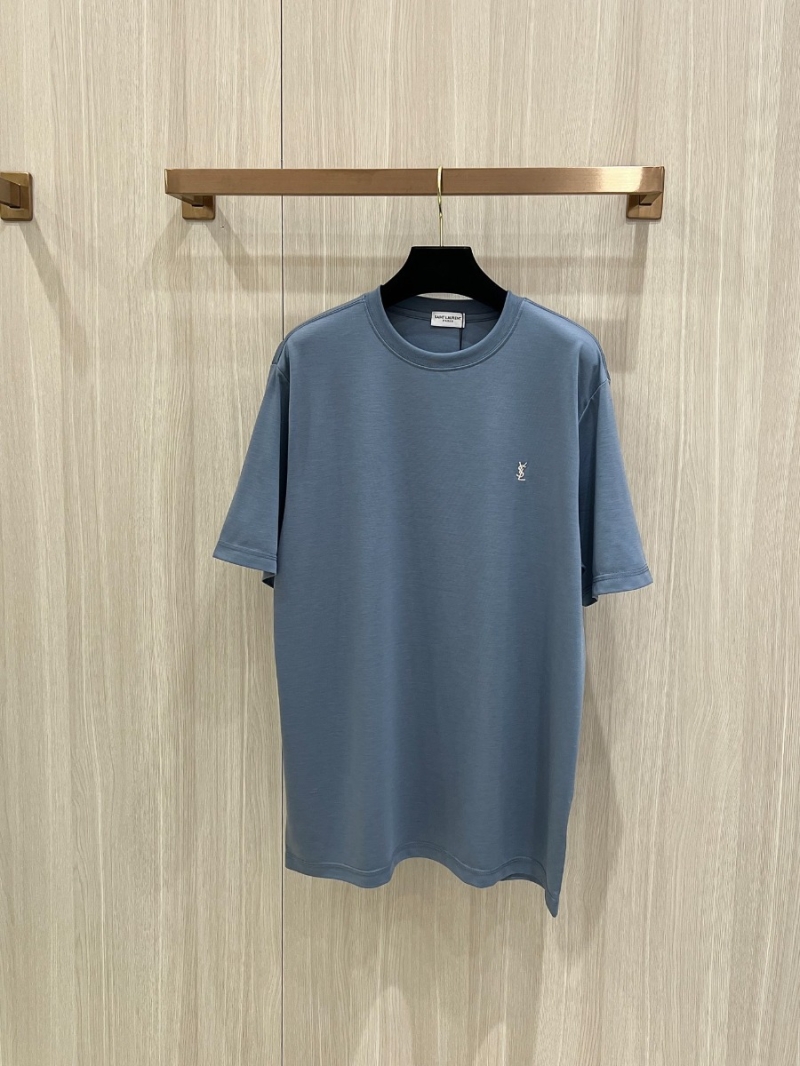 YSL Saint Laurent Classic Subtle Silver Logo T-Shirt Sky Blue