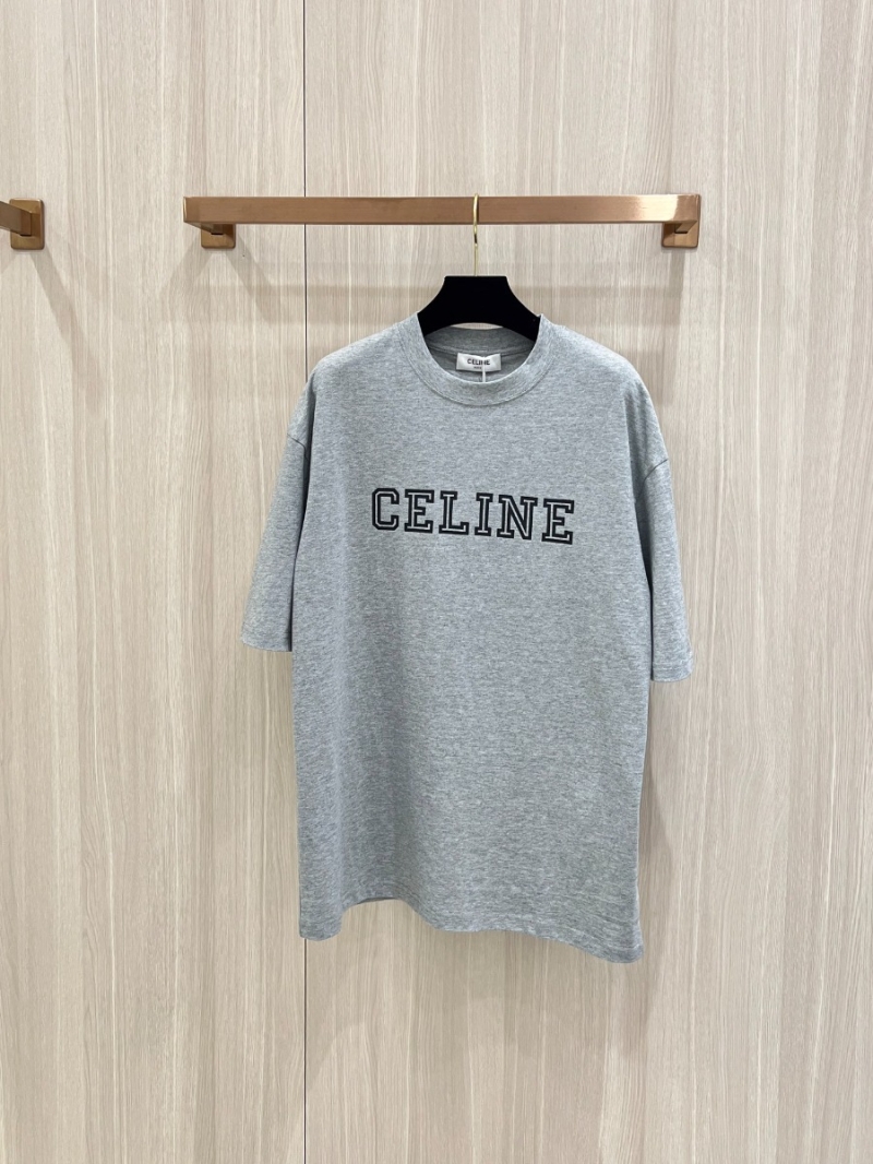Celine Spring 2025 Relaxed Logo T-Shirt Heather Grey