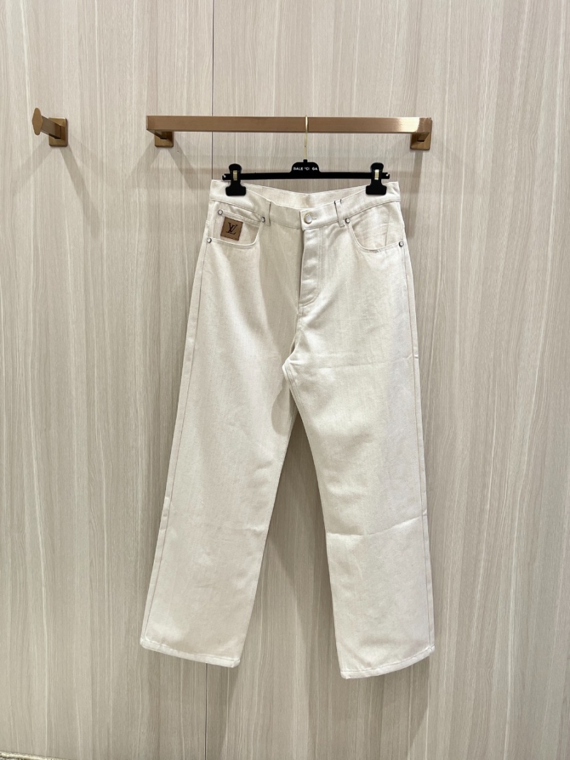 Louis Vuitton LV 25 Series Elegant Wide-Leg Jeans White