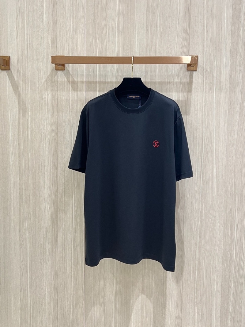 Louis Vuitton LV 25SS Elegant Embroidered V Short-Sleeve Black