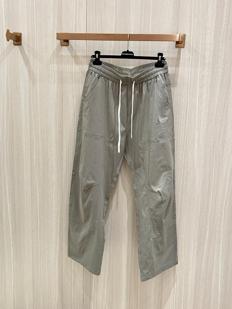 Gucci 25SS Breezy Linen Casual Pants Green