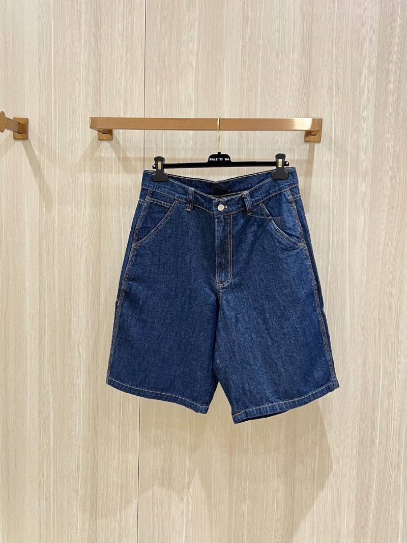 Prada 25SS Modern Stitched Denim Shorts Blue