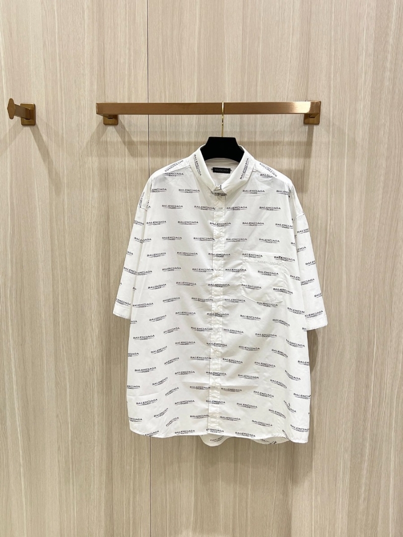 Balenciaga Latest Trendy All-Over Print Shirt White