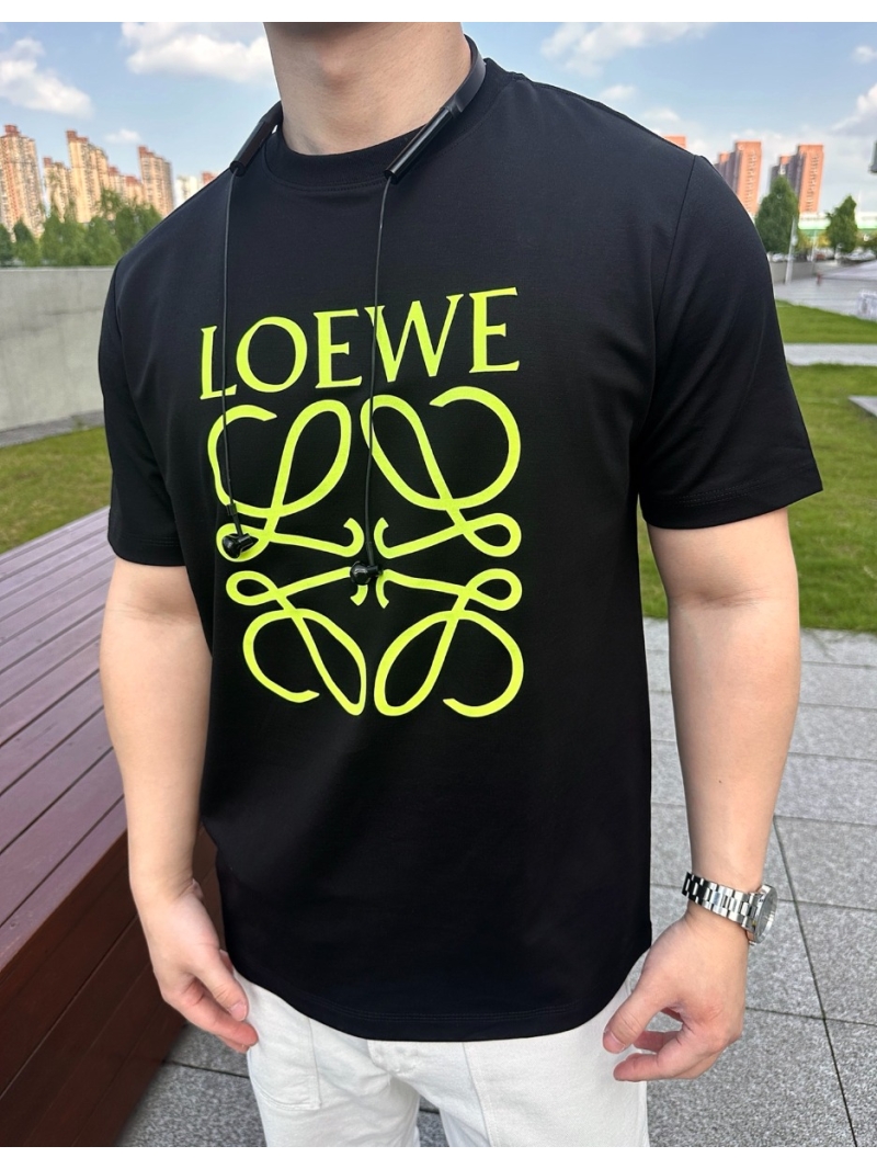 Loewe Embroidered Series Chic Letter T-Shirt in Green