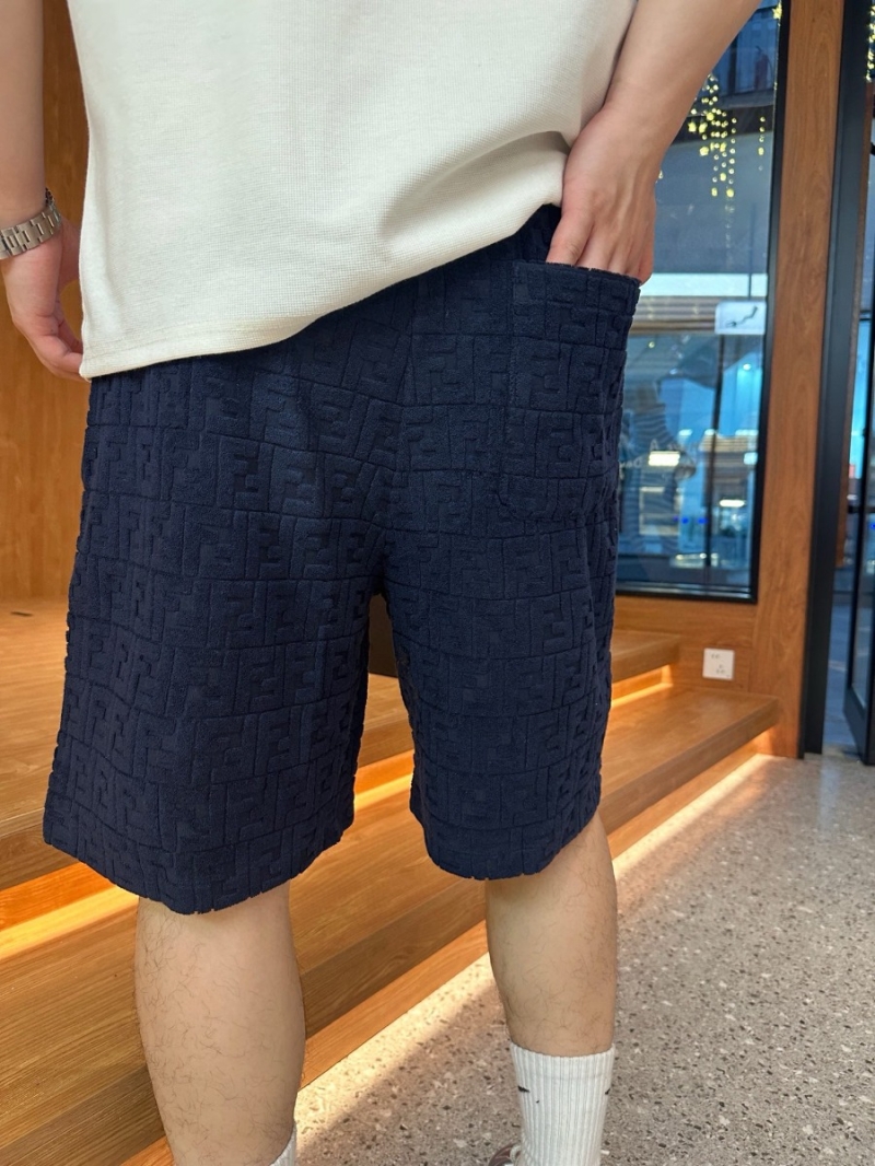 Fendi FF-Jacquard Luxe Velour Shorts Navy