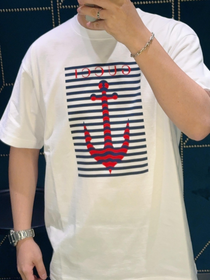 Gucci New Release Iconic Anchor Print Short-Sleeve Top White