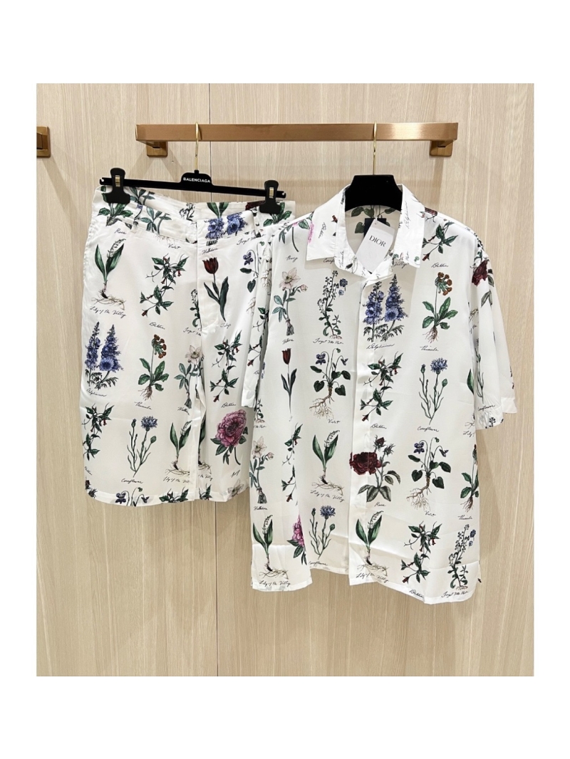 Dior New Release Spring/Summer Floral Set Short Sleeves Shirt + Shorts