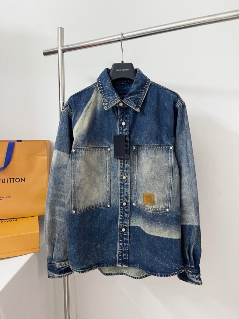 Louis Vuitton LV SS25 Unisex Faded Gradient Washed Denim Jacket Shirt Limited Edition