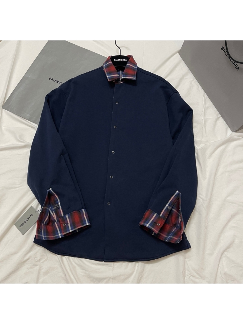 Balenciaga Unisex Oversized Plaid Double-Layer Shirt Jacket Reversible