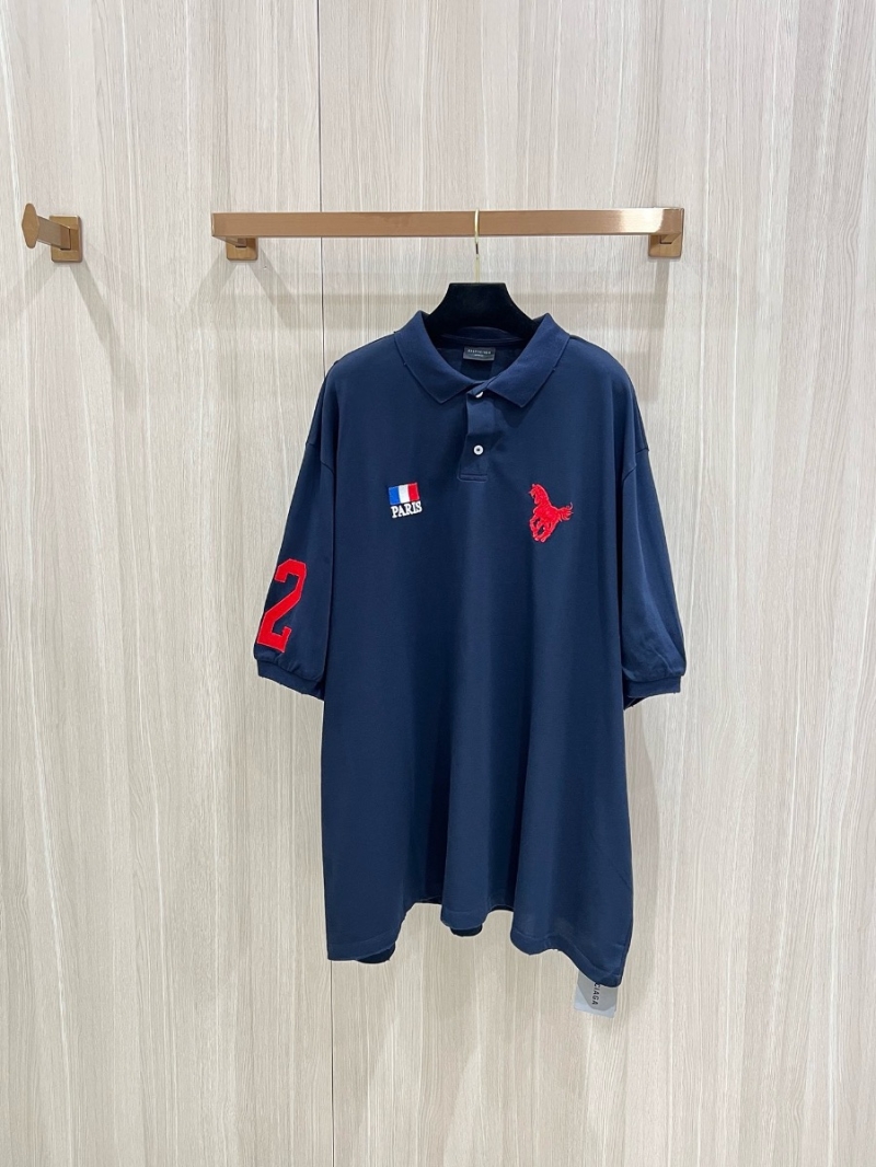 Balenciaga Men's Loose-Fit Embroidered Horse Polo Cotton Shirt
