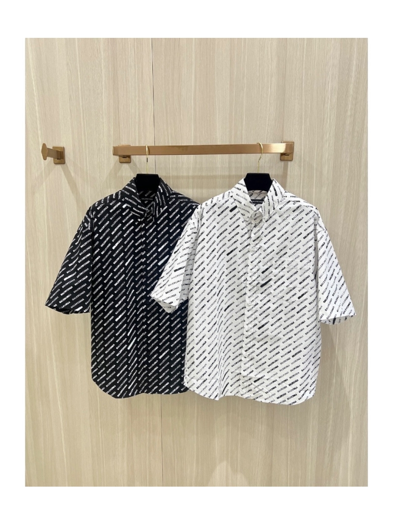 Balenciaga Men's Letter Print Short Sleeve Shirt