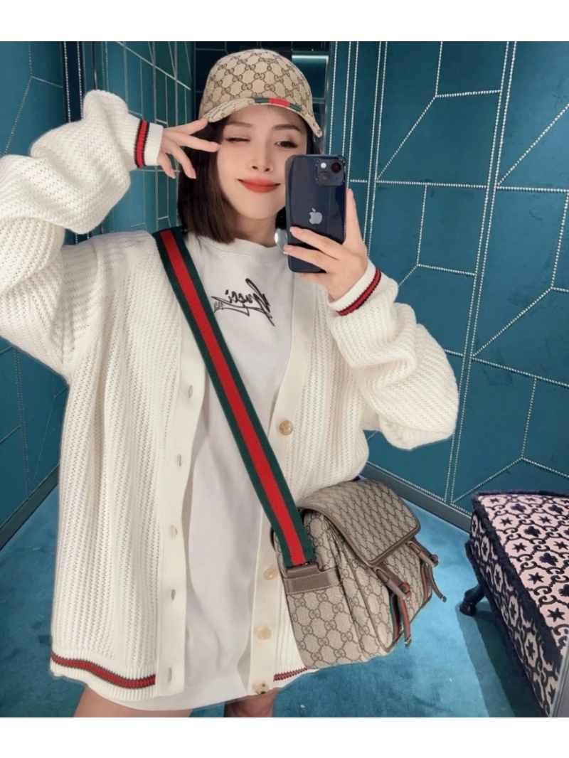 Gucci New Hollow-Knit Cotton Cardigan White – Unisex Design