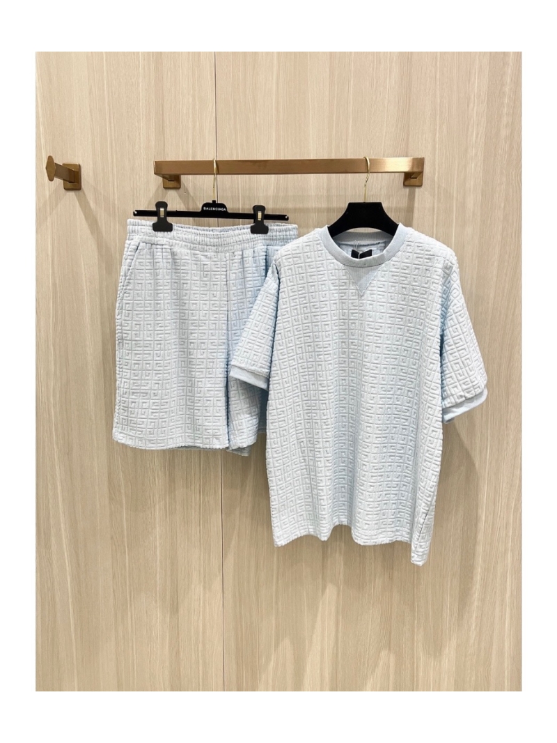 Givenchy Towel Embossed Sports Set (Short Sleeve + Shorts) Grey