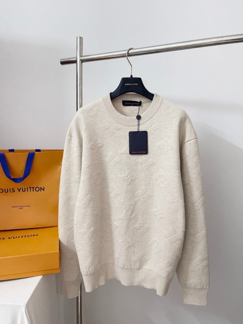 Louis Vuitton Unisex Embossed Embroidery Full-Print Crewneck Sweater