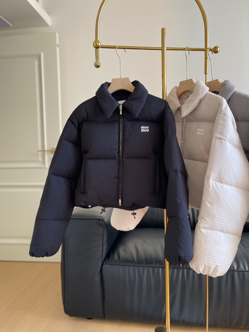 Miu Miu 2024 Fall/Winter Logo Allover Down Jacket Blaack