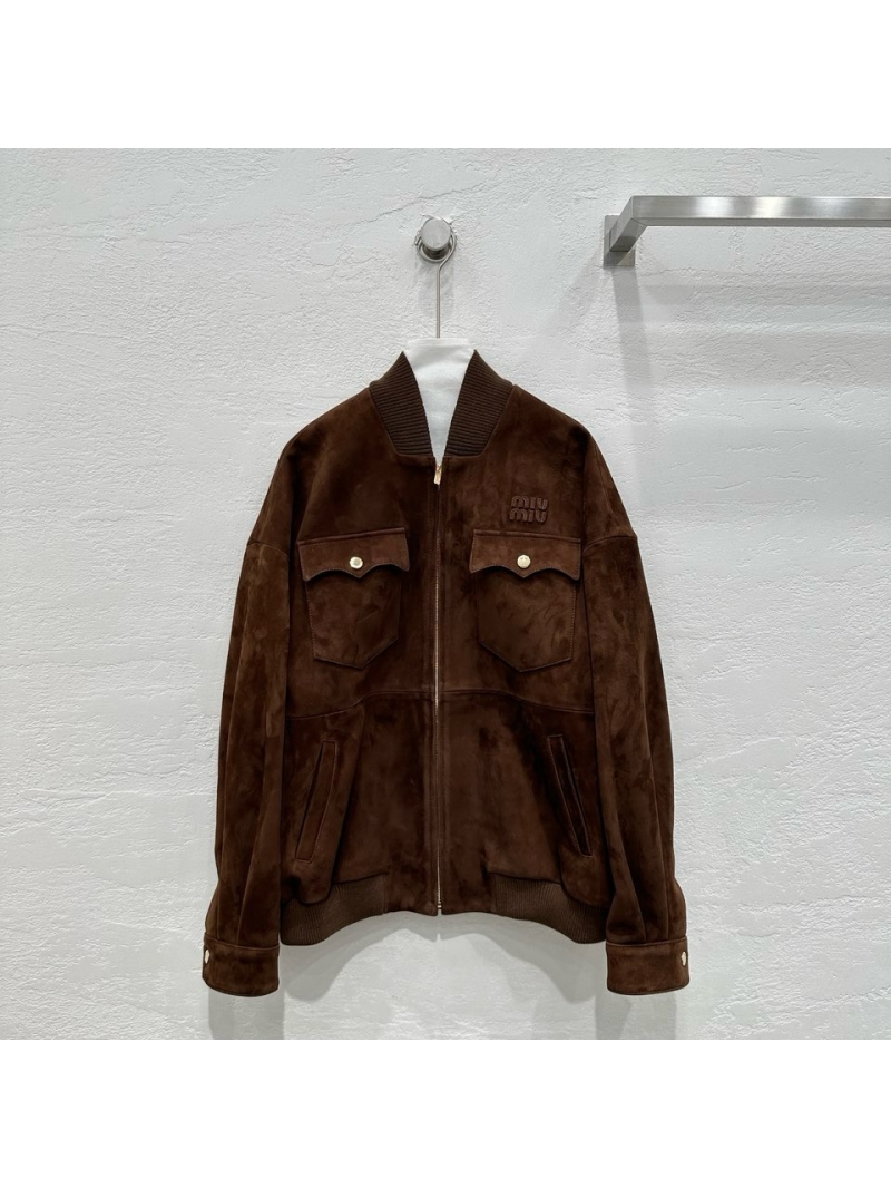 Miu Miu Limited Edition Oversized Suede Jacket Dark Brown
