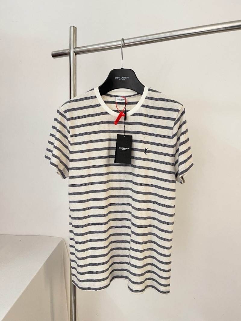 Saint Laurent YSL Striped Contrast Short-Sleeve T-Shirt Unisex