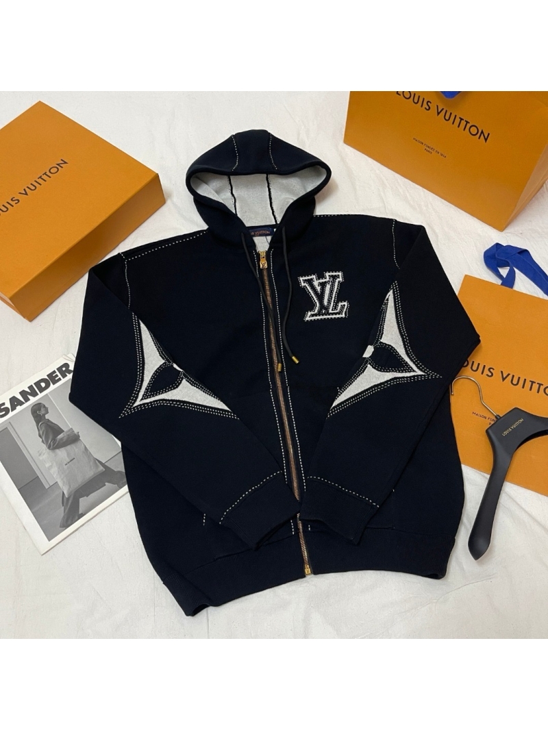 Louis Vuitton LV Graphic Intarsia Knit Zipped Cotton Hoodie Jacket