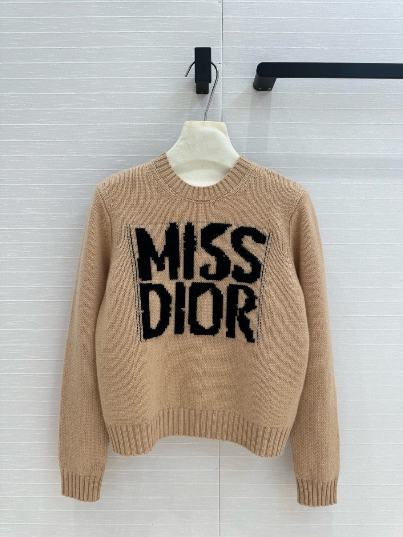 Dior Miss Dior Slogan Cashmere Sweater beige