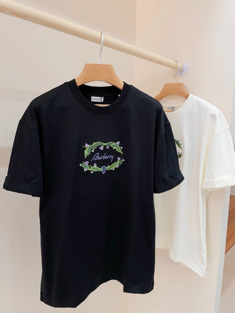 Burberry 25 Early Spring Latest Thistle Embroidered T-Shirt in Black