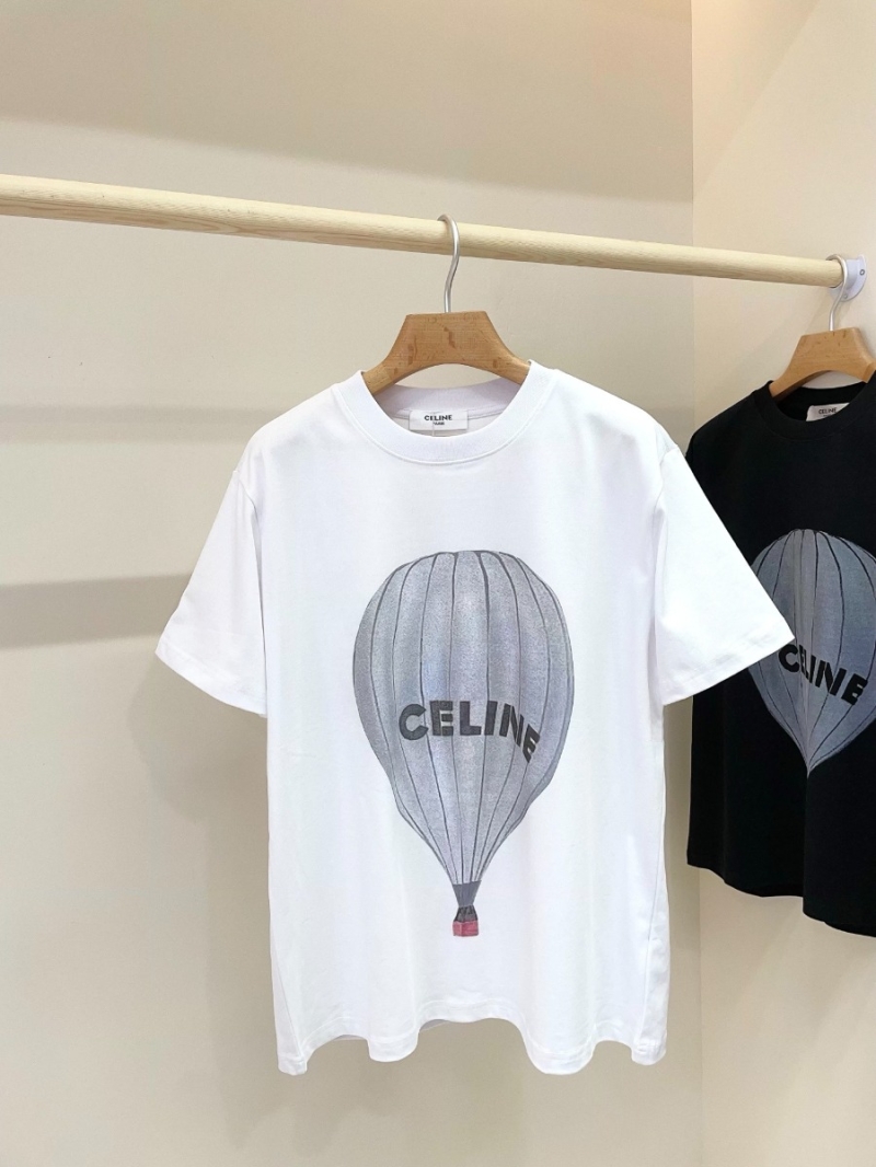 CELINE Spring/Summer Hot Air Balloon Print Oversized Cotton T-Shirt – Unisex, White
